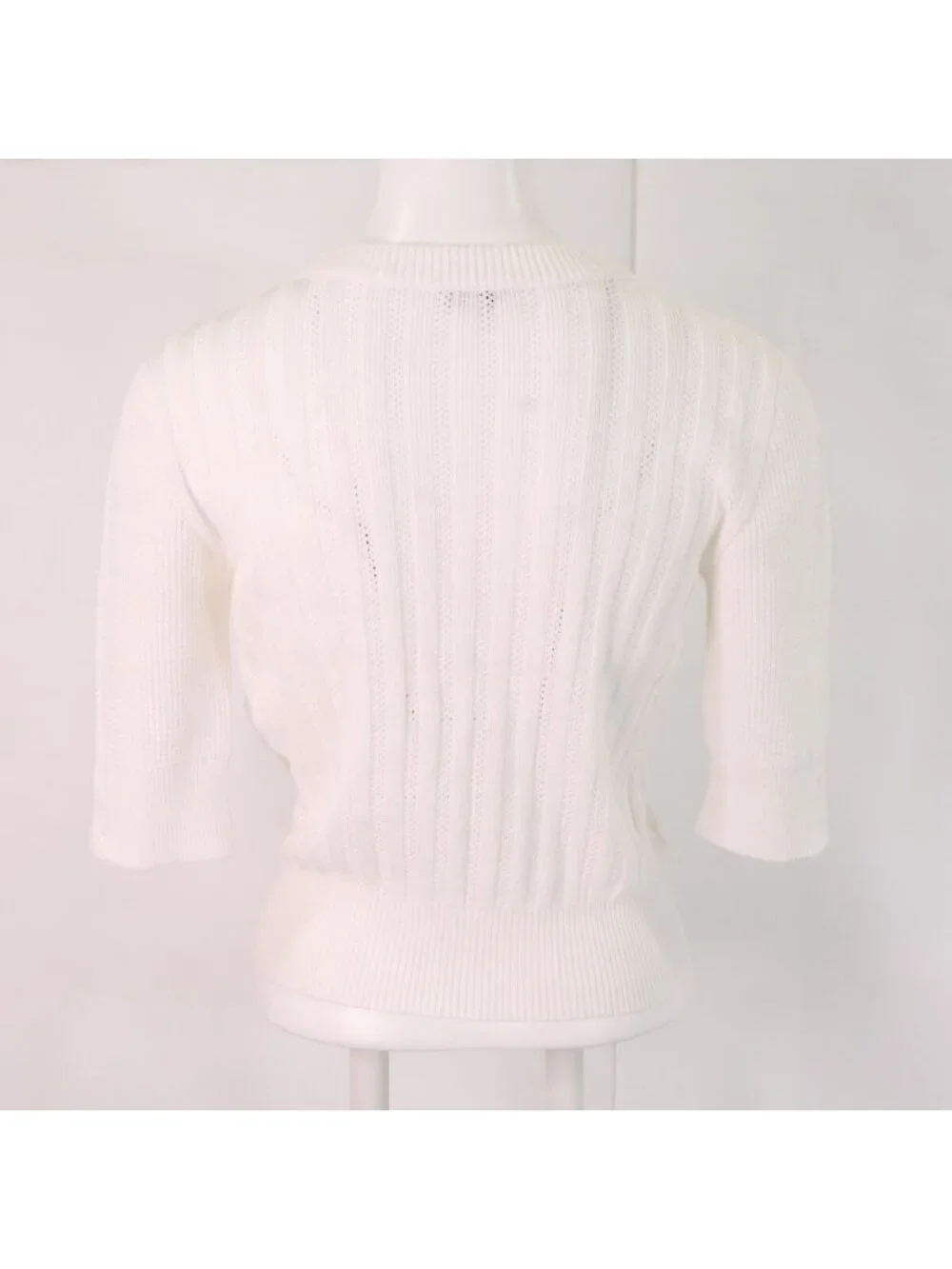 Chanel CC Logo Cotton Half Sleeve Knit Sweater 36